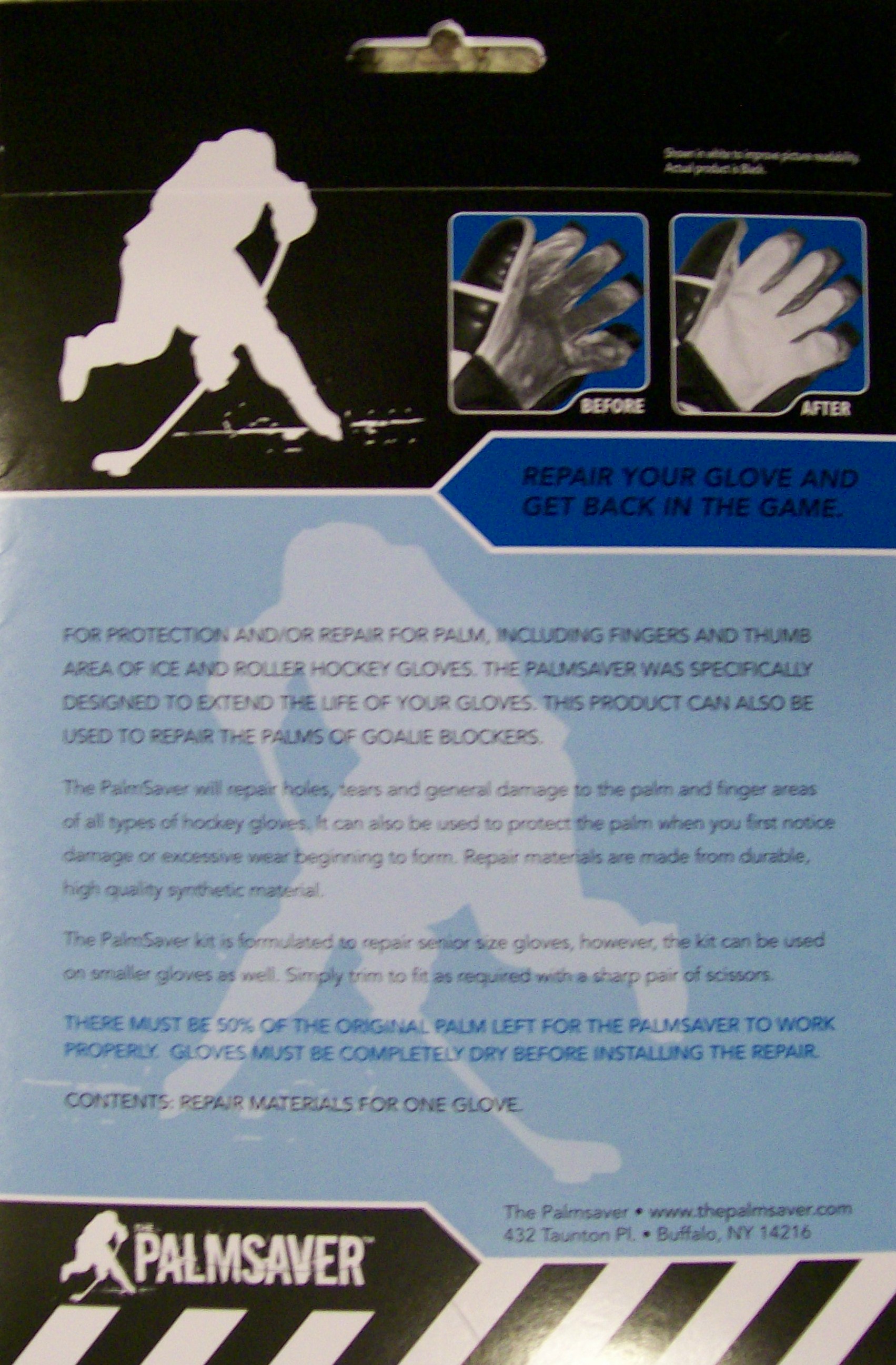 Back of The Palmsaver package